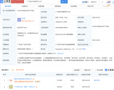 佳都科技在廣州成立人工智能公共服務平臺技術咨詢服務公司，注冊資本達1.6億